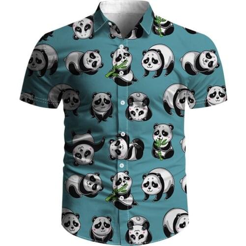 New panda printed mens 3D shirt fine dyed cloth shirt leisure beach Harajuku hip hop shirt 3D printed shirt