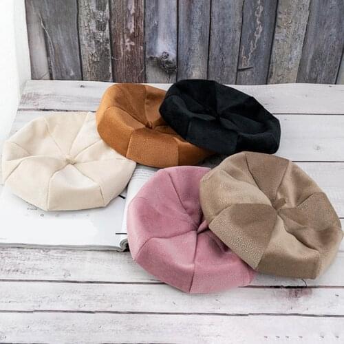 Autumn Winter Women Beret Octagonal Hat Pink Black Thin Velvet Keep Warm All-match Female Korean Hat For Outdoor hiking Camping