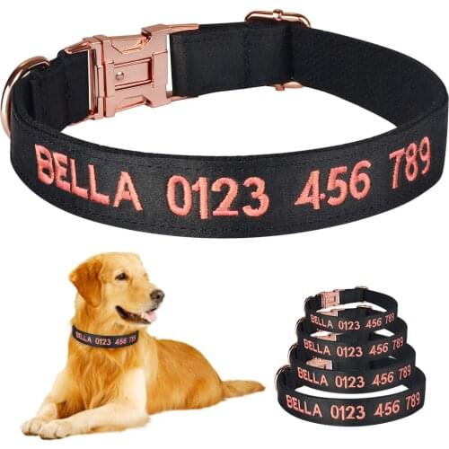 Personalised Dog Collar Custom Engraved or Embroidered Puppy Collars Male Female