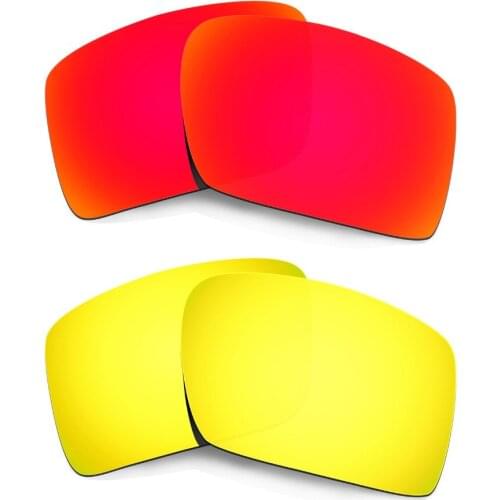 2 Pairs HKUCO For Eyepatch 2 Polarized Replacement Lenses Red & 24K Gold 100% UVA & UVB Protection