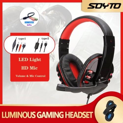 Professional LED Wired Gaming Headphones With Microphone For Computer Laptop PS4 PS5 Xbox and Switch Gamer Headset Gifts