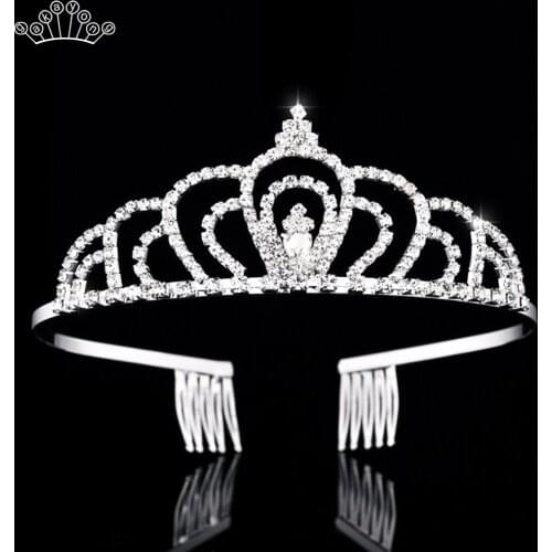 Rhinestone Crystal Tiaras and Crowns Bridal Wedding Hair Accessories Silver Color Hair Head Jewelry Birthday Party Gift