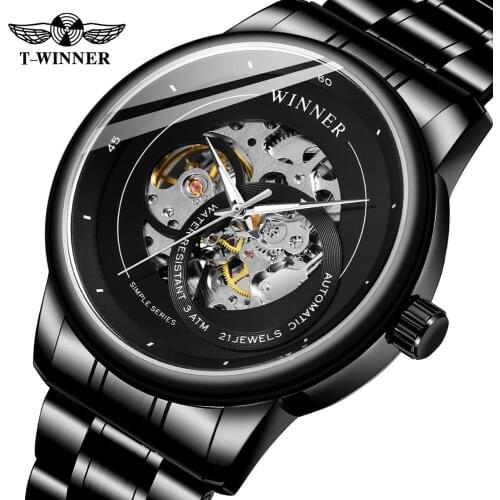 T-winner Mens Special Design Auatomatic Mechanical Movement Analog Dial Stylish Watch with Stainless Steel Bracelet WRG8190M4