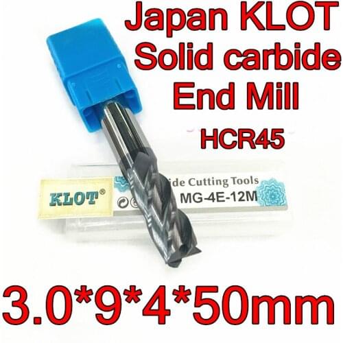3.0*9*4*50mm 10pcs/set 4mm Petiole 4F Japan KLOT HCR45 Solid carbide End Mill Cemented carbide tools Free shipping