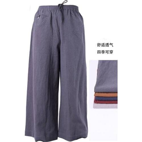 High quality cotton&linen Spring&Autumn buddhist zen pants budda lay meditation trousers shaolin monks kung fu bloomers
