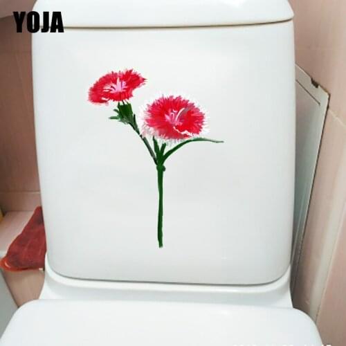 YOJA 17.5*23CM Hand Drawn Cartoon Carnation Home Wall Sticker Toilet Bathroom Decoration T1-0572