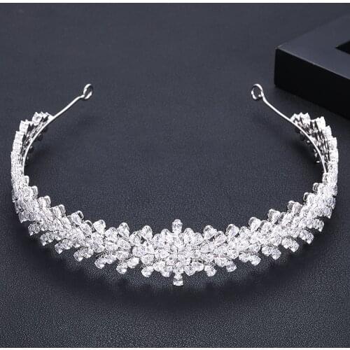 Jankelly Crystal Ladies Wedding Headpieces With cube zircon Wholesale Bridal Hair Accessories Headdress Bridal Hair Tiaras