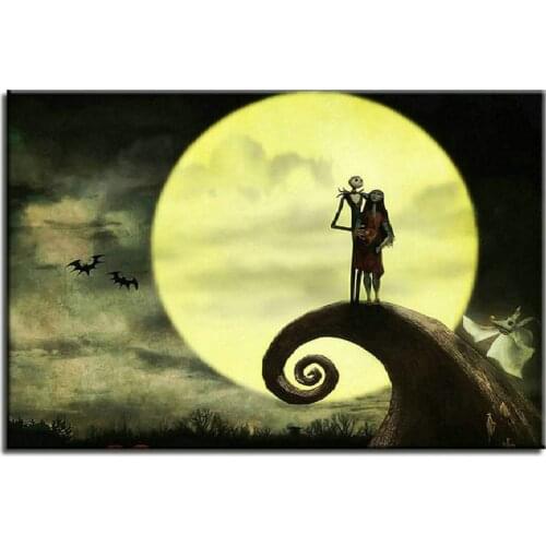 Scenic square round diamond painting big moon skull couple diy 5d diamond art sticker diamond mosaic embroidery handmade crafts