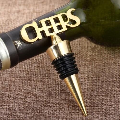 200pcs/lot Gold CHEERS desgin Wine bottle stopper wedding return anniversary giveaways birthday Favors Wedding Party gifts
