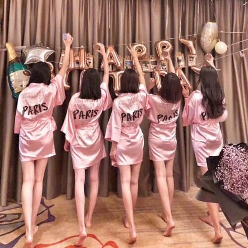 2020 Wedding dresgown Bride Mini Robe Kimono Robe Sexy Bridal party Robe Printed bridesmaid Robe bridal shower gift sleepwear