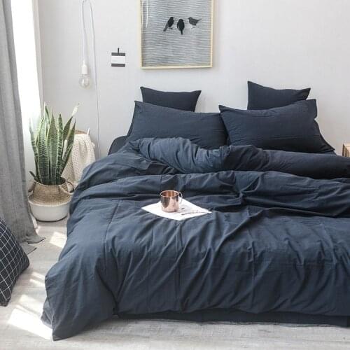 Wash cotton 3pcs duvet cover sets(1pcs duvet cover+2pcs pillowcase)/100% cotton bedding sets Ming blue