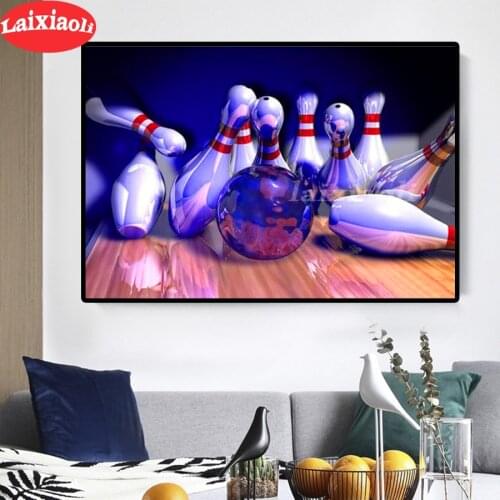5D round drill DIY Diamond Embroidery Bowling scenery Diamond Painting Cross Stitch Mosaic Full Square Rhinestones bobby Decor