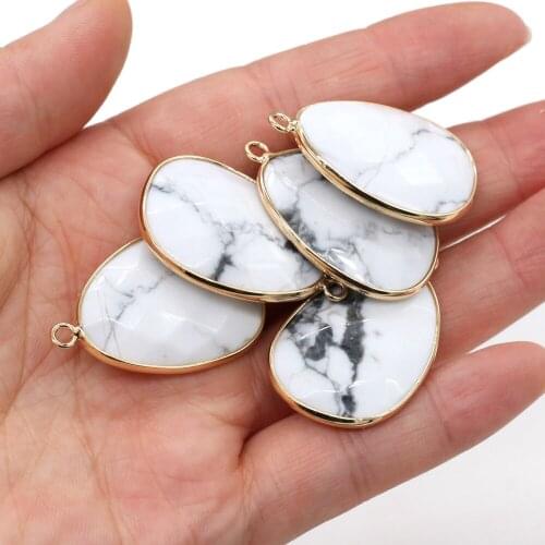 White Turquoises Pendant Womens Healing Stone Made Pendant Natural Agates Stone Jewelry Bracelets Wholesale DIY 23x34mm