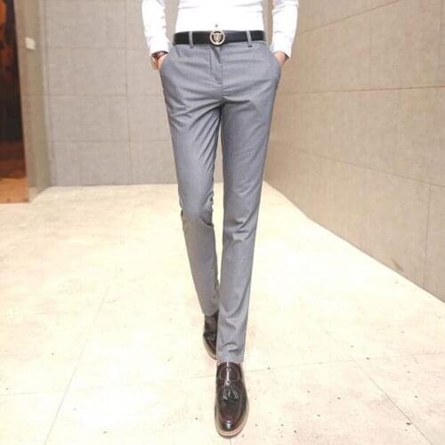 2020 New Men Pants Casual Fit Slim Male Formal Business Straight Trousers High Quality Designer Spring Autumn Leisure Long Pants