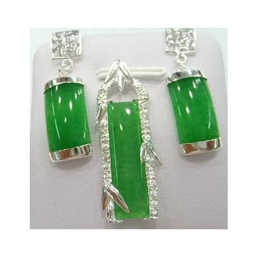 Wonderful silver green Natural Chalcedony pendant earrings sets