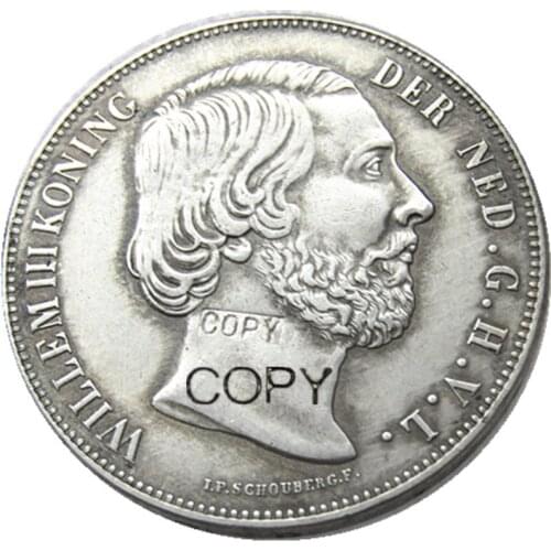Netherlands,1870 2 1/2 Gulden Willem lll Silver Plated Copy Decorative Coin