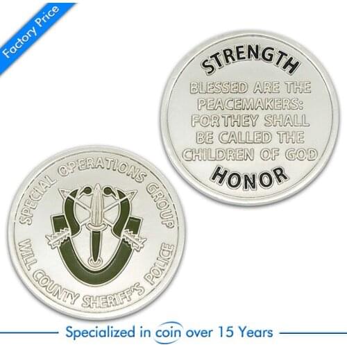 Cheap Custom metal antique silver Coin low price custom you Logo coins with enamel