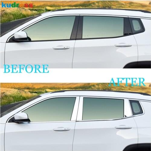 For Jeep Compass 2017 2018 2019 2020 Stainless Steel Bottom Window Trims Centre Pillars Strip Cover Trim Car Styling Accessories