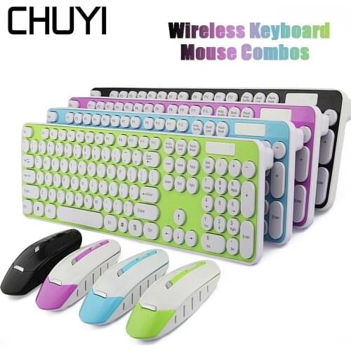 CHUYI 2.4G Wireless Keyboard Mouse Combos With USB Receiver Wireless Mouse Ultra-Thin Keyboard Set For Desktop Laptop PC Gamer