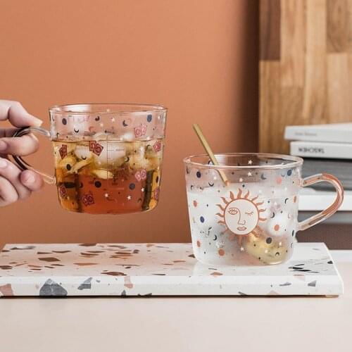 Nordic creative transparent glass coffee cup kitchen breakfast milk tea mug glass wedding handle drinking cup home decoration