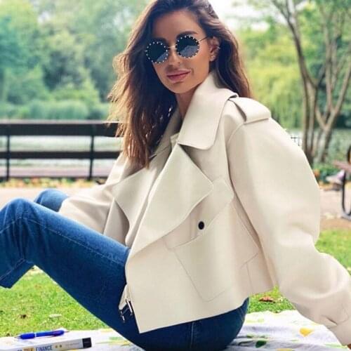 Russian Style Womens Oversized Faux Leather jackets Female Streetwear Moto&Biker Basic pu leather Jacket Coat