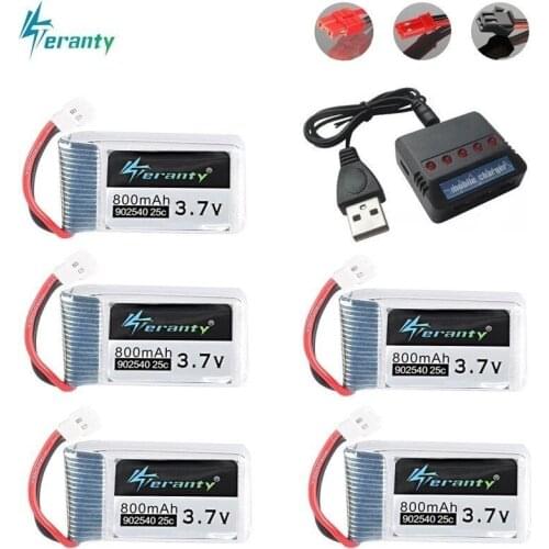 3.7V 800mAh 25c Lipo Battery and 5in1 Charger for Syma X5 X5C X5SC X5SW TK M68 CX-30 K60 905 V931 RC Quadcopter Drone Spare Part