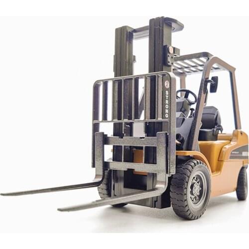Hot Sale HUINA 1717 1:50 Die-Cast Alloy Forklift Truck Engineering Truck Static Model Caterpillar Wheel Forklift Car Kids
