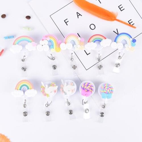 Cartoon 60cm Retractable Nurse Badge Reel Clip Students ID Card Badge Holder Accessories Cute Id Badge Reel School Supplies