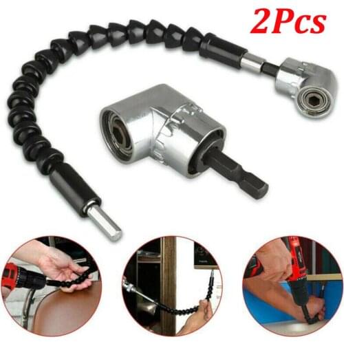 2X Right 105 Angle Drill Flexible Shaft Bit Kit Extension Screwdriver Bit Holder Faucet Extenders
