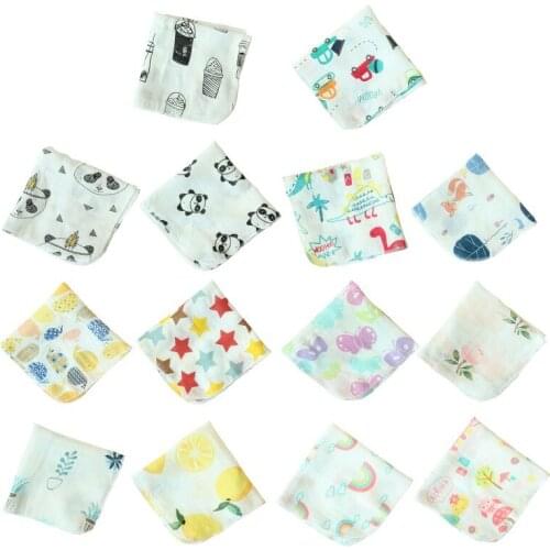 1 or 5PCS 30*30cm Infant Baby Bibs Cotton Accessories Newborn Cartoon Pattern Snap Button Soft Towel Feeding Drool Bibs