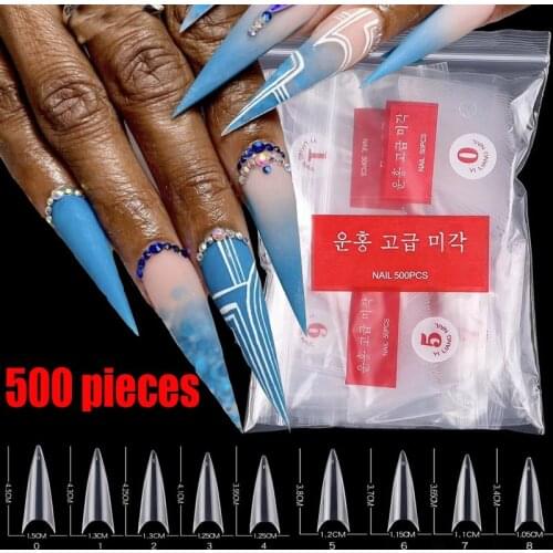 500PCS Extra Long Fake Nails Long Ballerina Full Coverage Long Coffin False Nails Nail Tips Natural Transparent Color Fake Nail