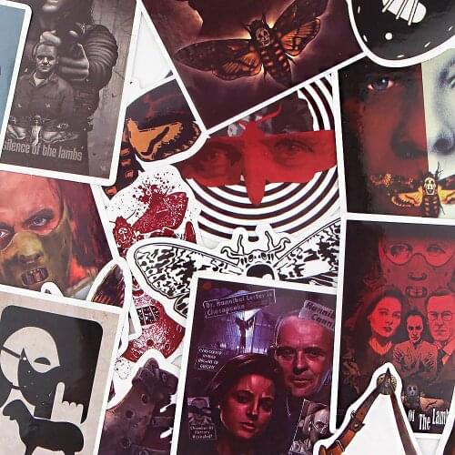 15pcs Horror Silent Lamb Stickers Suitcase Skateboard Fridge Notebook Cartoon Vintage The Silence Of The Lambs Movie Stickers