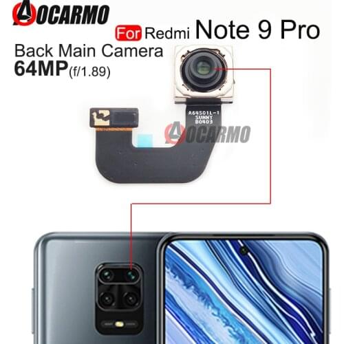 Aocarmo Front & Back Camera For Xiaomi Redmi Note 9 Pro Main Big Rear Camera Flex Cable Replacement Parts