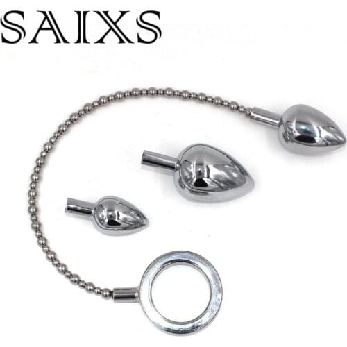 Cock Ring Anal Plug Sex Toys Metal Butt Plug Male Prostate Stimulating Penis Strap On Anal Plug 3 Plugs Chastity Drop shipping