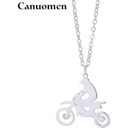 Motorcycle Racing Pendant Necklace Extreme Sport Stainless Steel Sports Jewelry Silver Gift for Motor Lover Fans New Arrival