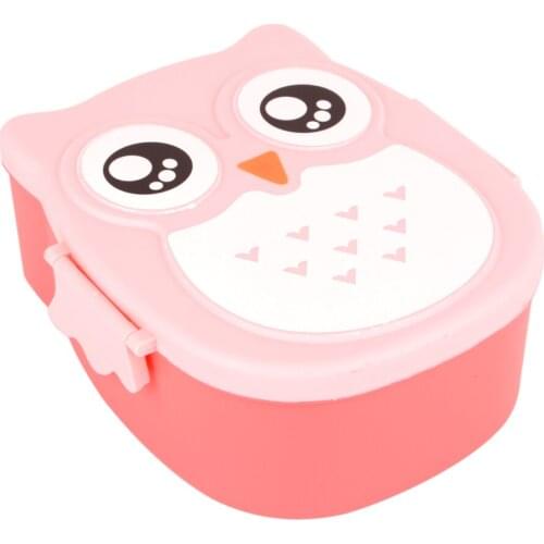Durable Plastic Portable Cartoon Owl Lunch Box Food Safe Microwave Storage Container Kitchen Cartoon Student Bento Box