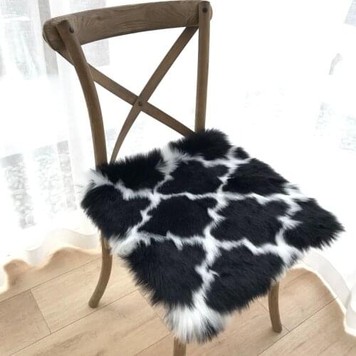 Fluffy Cushion Soft Thicken Chair Sofa Decor Square Faux Fur Sitting Simple Fashion Ground Rugs Water-absorption Non-slip Mats