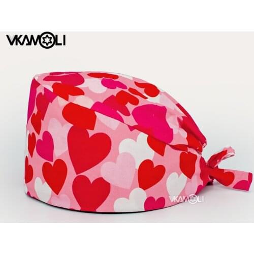 2021 new Health Workers Frosted Hat Lab operator work cap Beauty salon Print Hat adjustable Scrub Cap working Clean hat Spa Caps