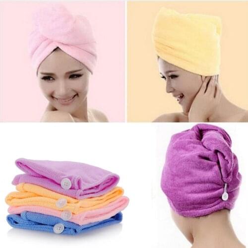 NEW Thicken Coral Velvet Microfiber Hair Towel Wrap Twist Super Absorbent Solid Color Quick Drying Turban Cap Bath Shower Hat