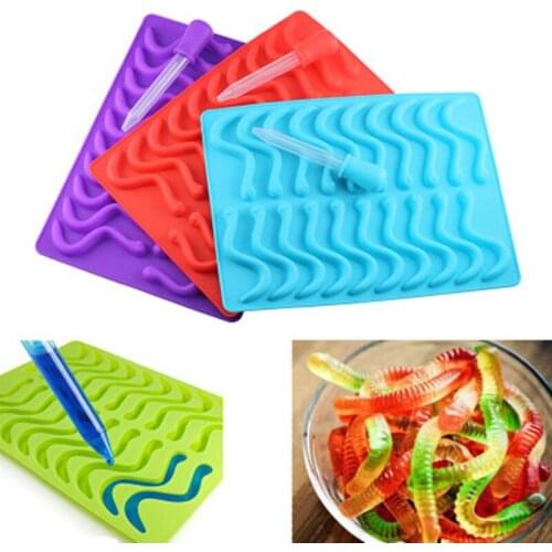 20 Cavity Candy Silicone Molds Silicone Gummy Snake Chocolate Mold Sugar Candy Jelly Molds Ice Tube Tray Mold Baking Cake Tools