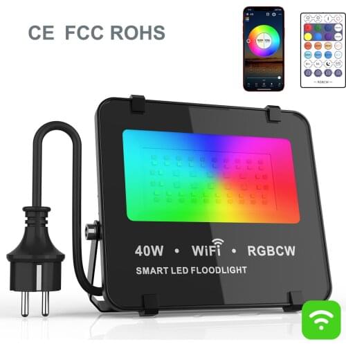 EU/US 40W LED Flood Light WIFI Bluetooth Smart Floodlight RGB DIY Colorful Lighting Atmosphere Lamp Work With Alexa Google IFTTT