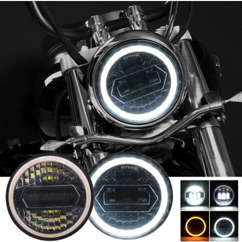 H4 LED Headlights Bulbs 7 Inch Car Lights Assembly Scooter Motorcycle Halo Angel Eye With DRL Daytime Running Turn Lamp For Jeep