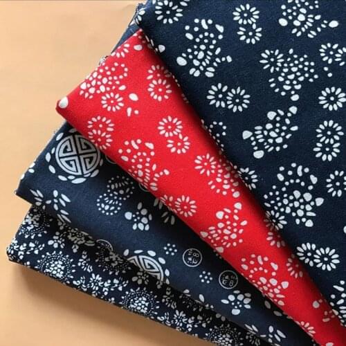 Printed Cotton Linen Patchwork Fabric DIY Handmade Sewing Tablecloth Bag Fabric Quilting Cotton Linen Canvas Material Cloth