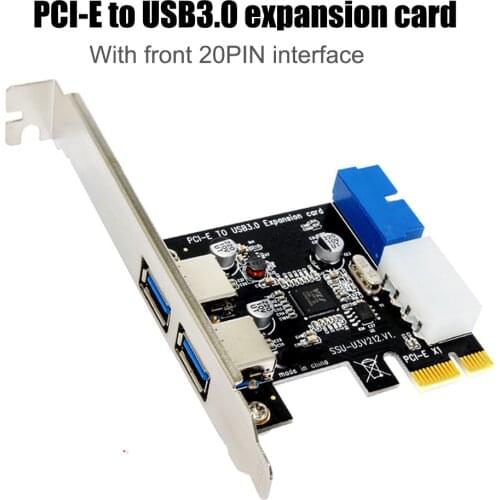 USB 3.0 Extension Card PCI-E to 2 USB 3.0 Hub Port PCI Expansion Card Adapter with Front 20-PIN Interface Dropshipping