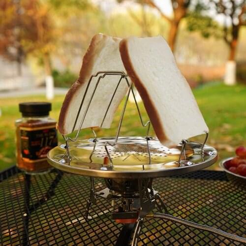 Outdoors Stainless Steel To Toast Bread Frame 4 Sheet Toast Bread Disc Camping Picnic Barbecue Foldable Baking Tray BBQ Tools