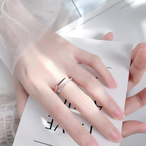 YIZIZAI Simple Fashion Open Finger Ring Silver Color Geometric CZ Ring For Women Party Accessories