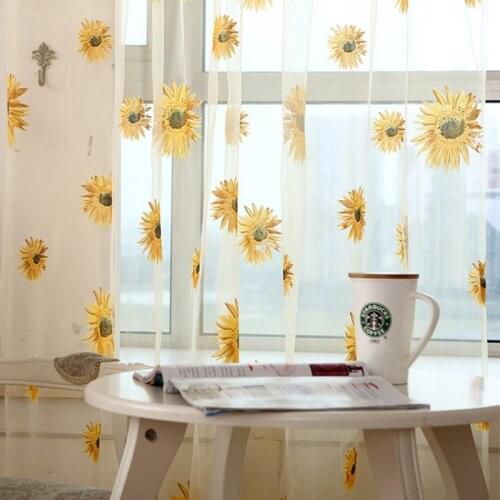Curtains Tulle for The Living Room Kitchen Blackout Curtain on Window Shades Full Bedrooms Sunflower Luxury Home Decor Floral