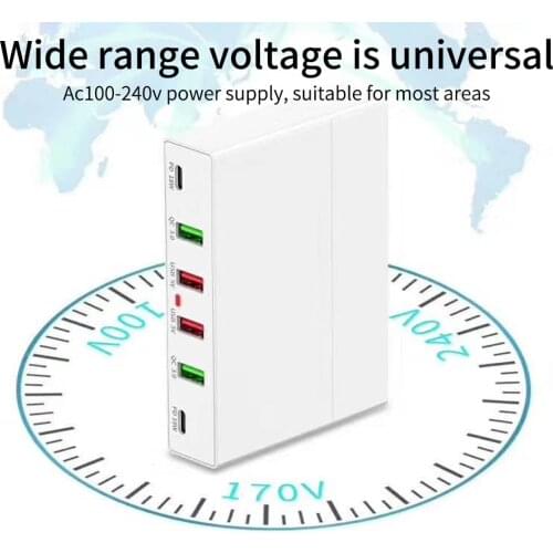 72W PD USB charger Smartphone Pad Charging Output 2 Type-C 6 Port 2 USB-A Dual QC 3.0 Fast Charging 18W x2 Adapter FS