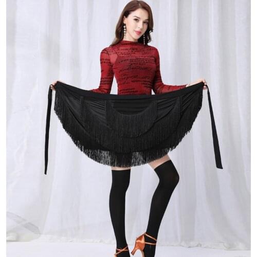 Fringe Women Latin Dance Skirt Tassel Fringe Latin Dancing Skirt Practice Cloth Samba Tango Cha cha Dancing Hip Scarf