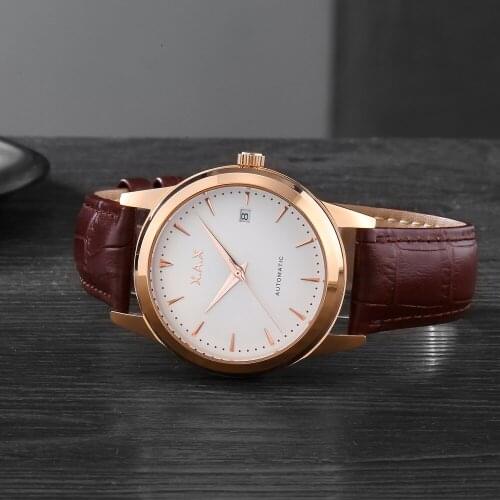Branded Women Automatic Watches Montres Mecaniques Genuine Leather Strap Transparent Backcase Ladies Mechanical Wristwatch Auto